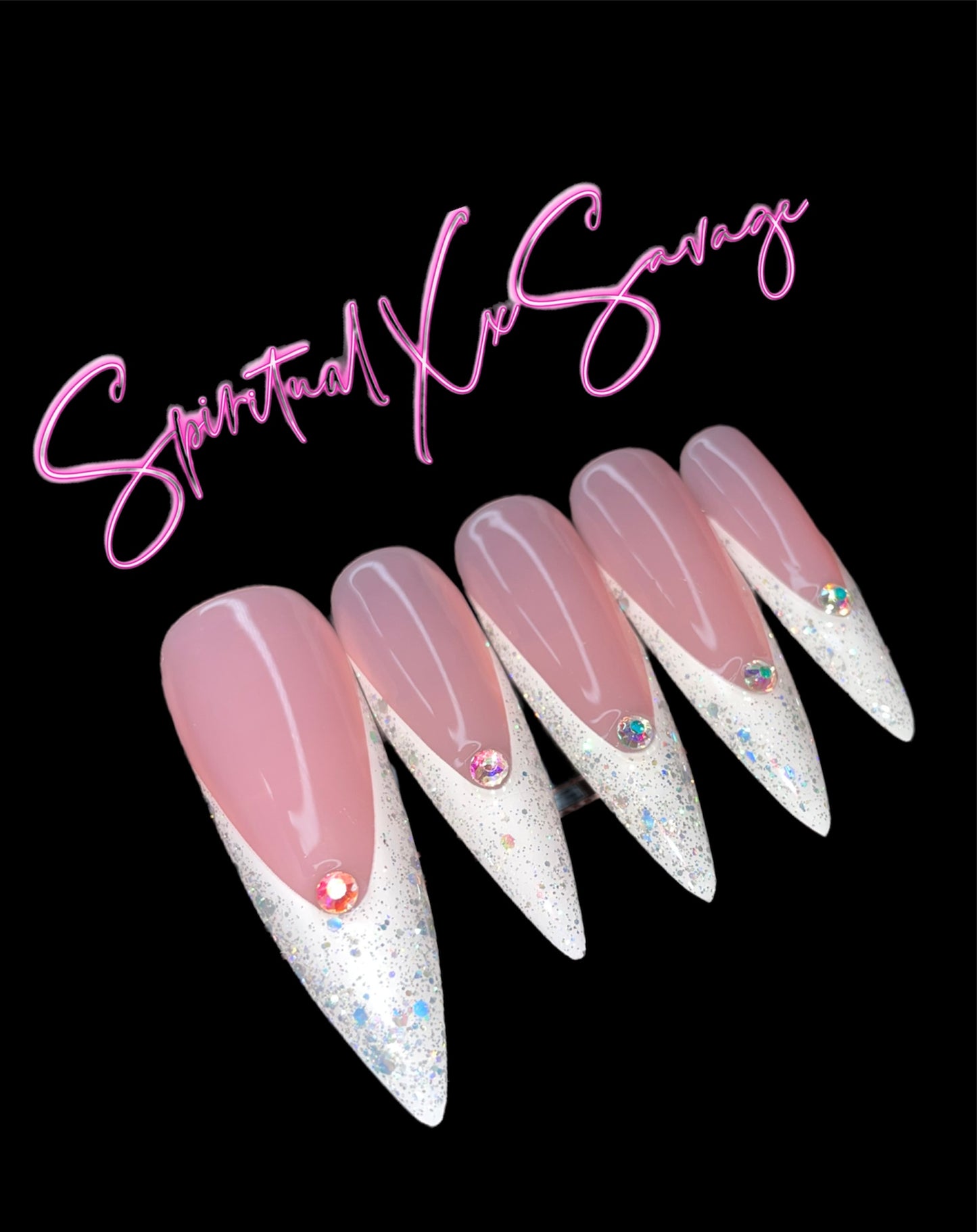 French Tip Sparkle 2XL Stiletto