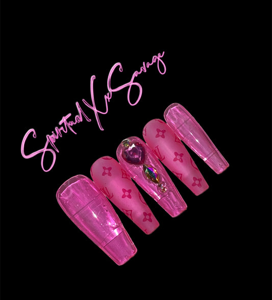 Luxury Clear Pink Long Coffin