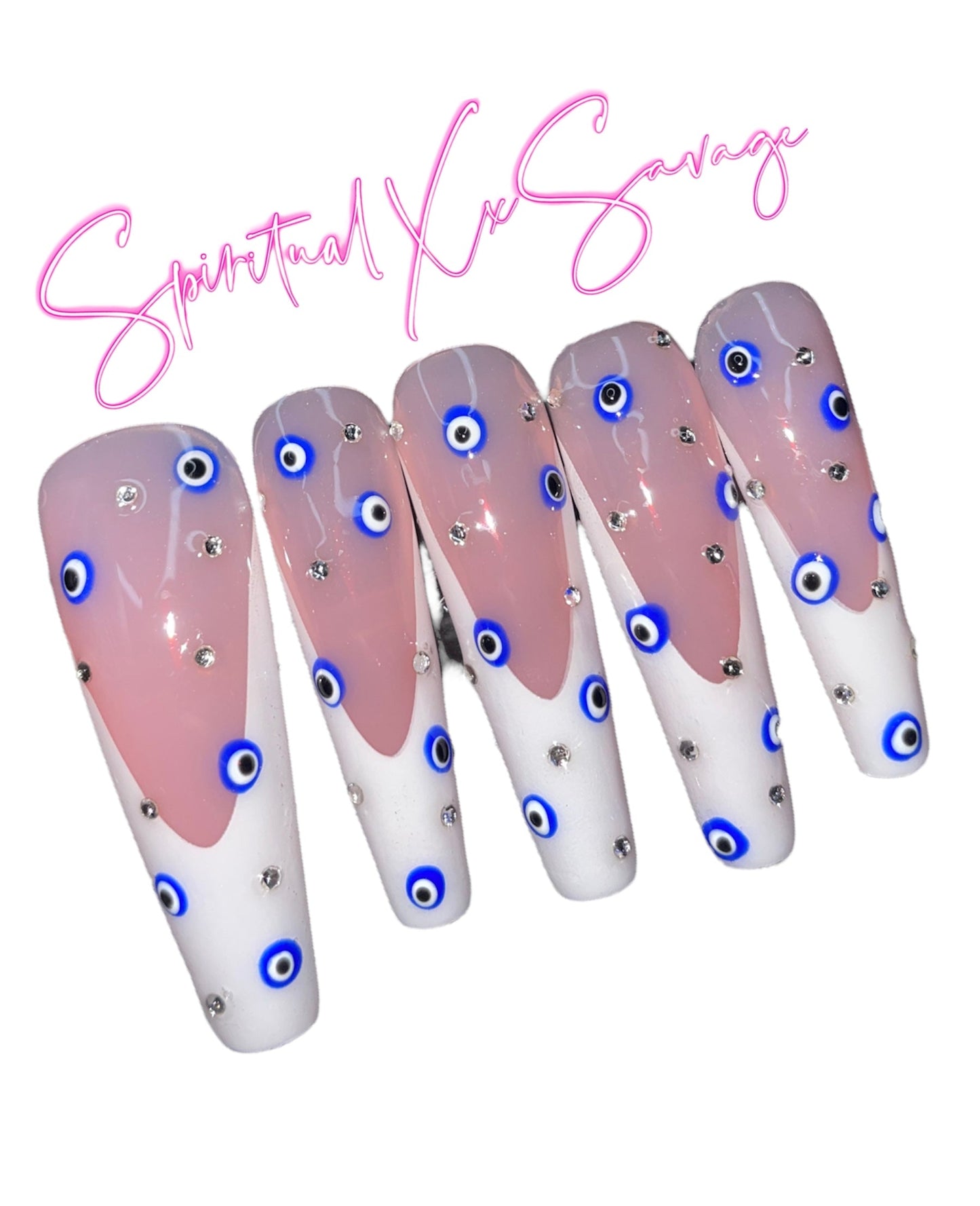 Made To Order Evil Eye Bling French Tip