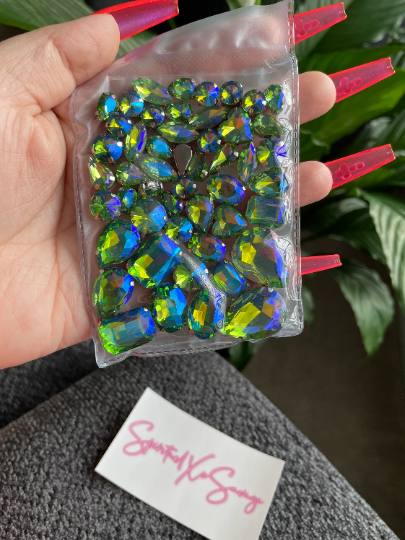Large Green AB Rhinestones