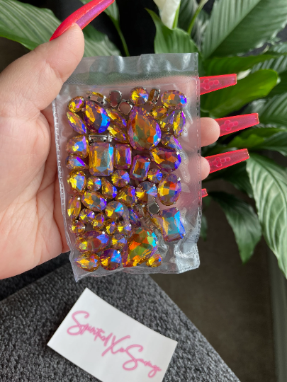 Large Yellow AB Rhinestones